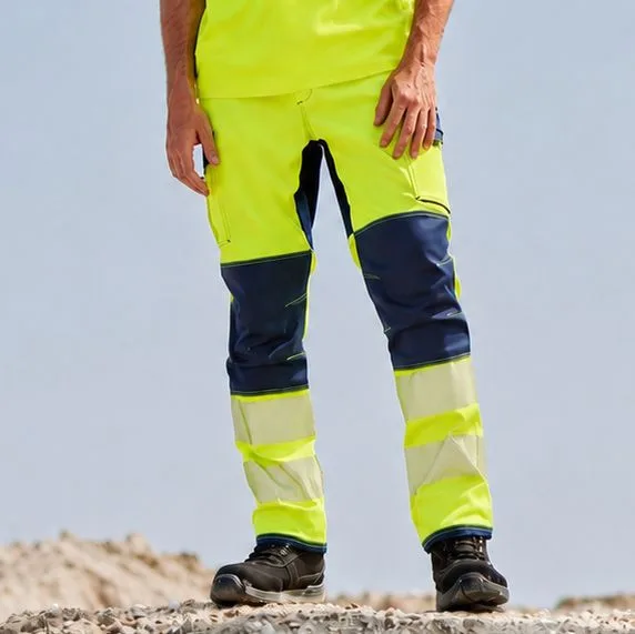 Stretch trousers with knee pad pockets and segmented bands — customisable Bottoms by Velilla