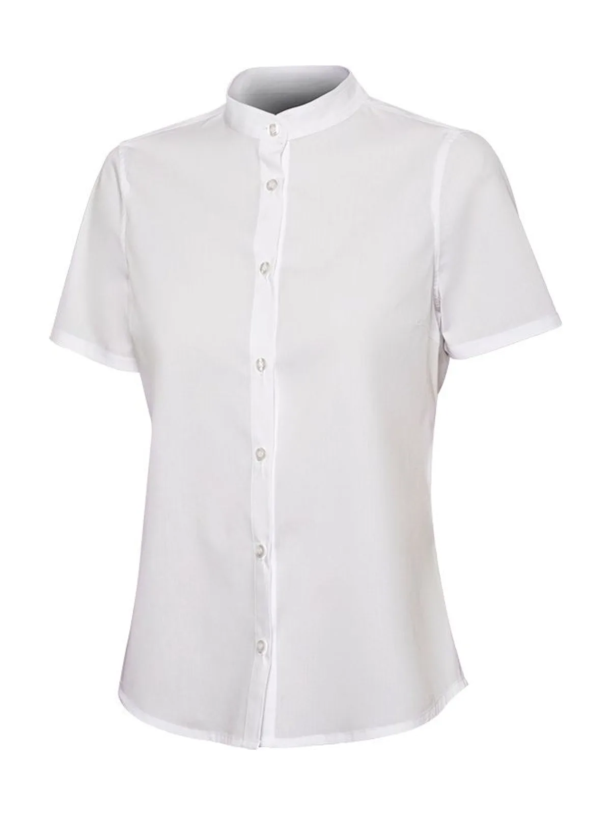 Dames overhemd korte mouw met maokraag — WHITE