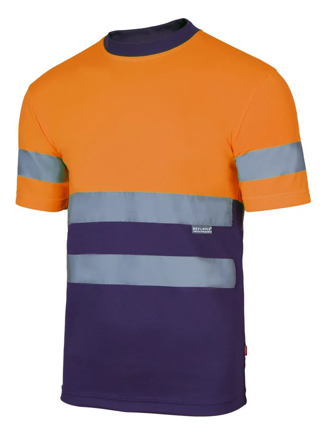 T-shirt technique bicolore à manches courtes visibilité augmentée — T-shirts Velilla à personnaliser