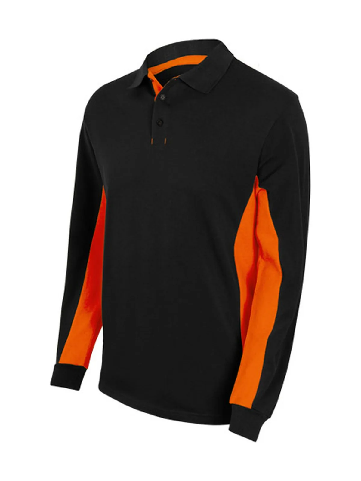 Polo bicolore manches longues — BLACK/ORANGE