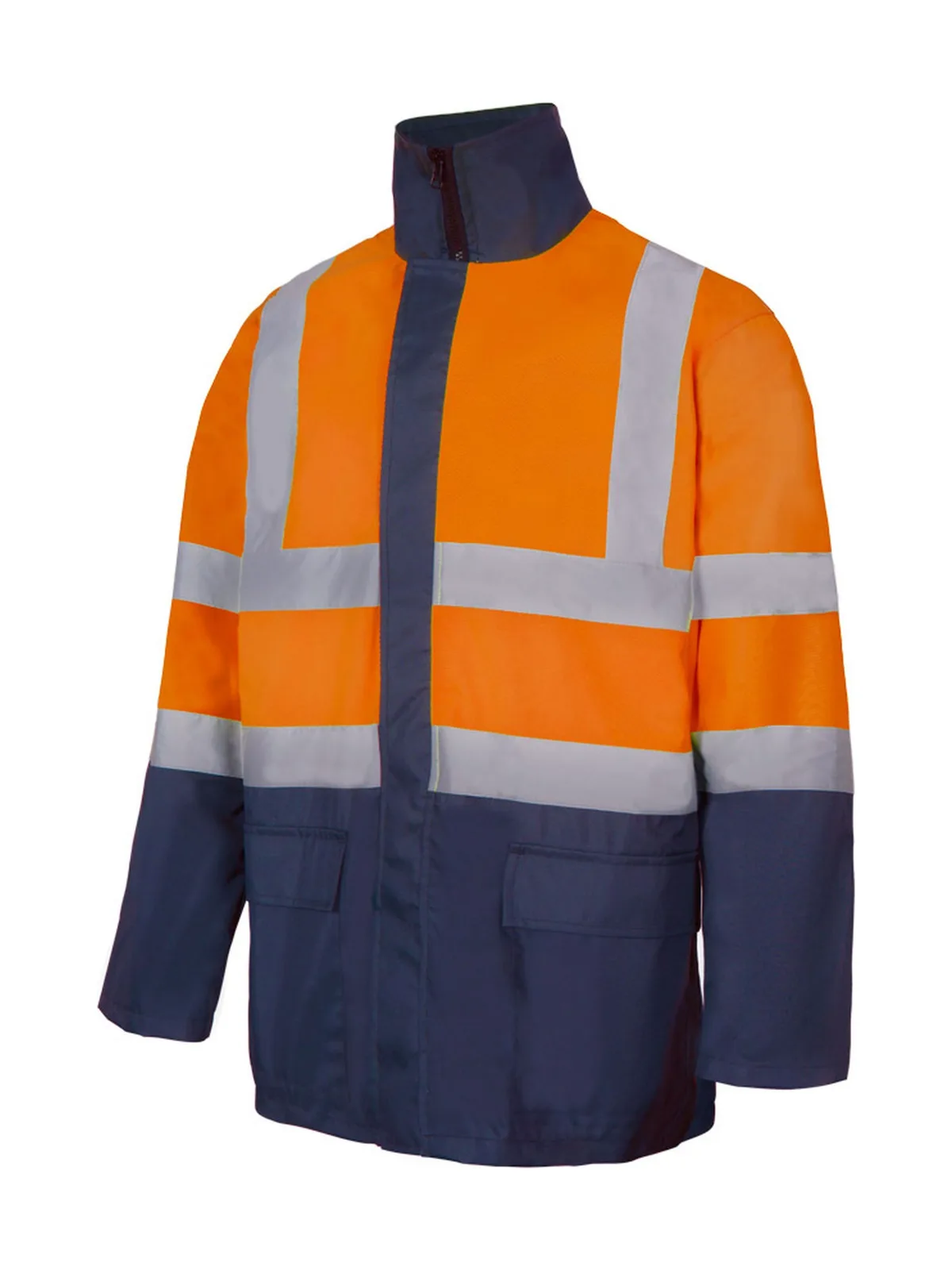 Parka 4 en 1 bicolore haute visibilité — FLUO ORANGE/NAVY