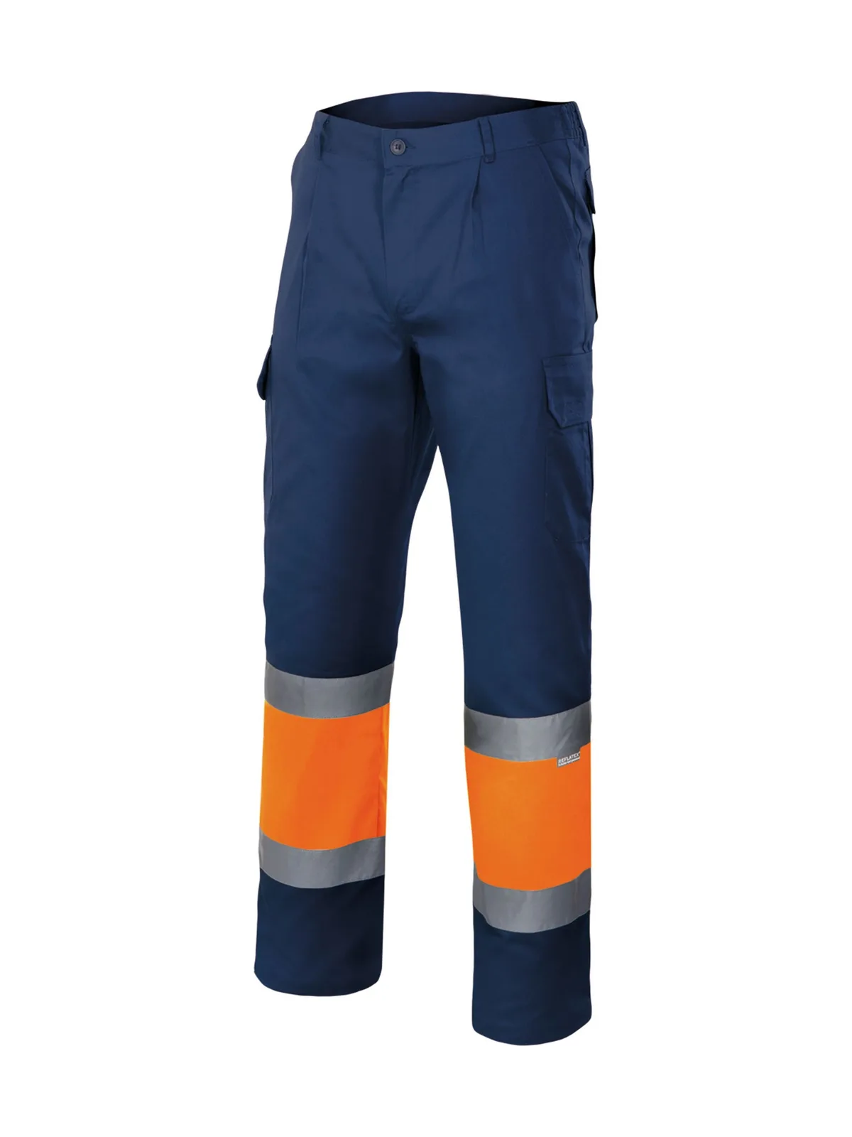 Pantalon bicolore multipoches — NAVY/FLUO ORANGE