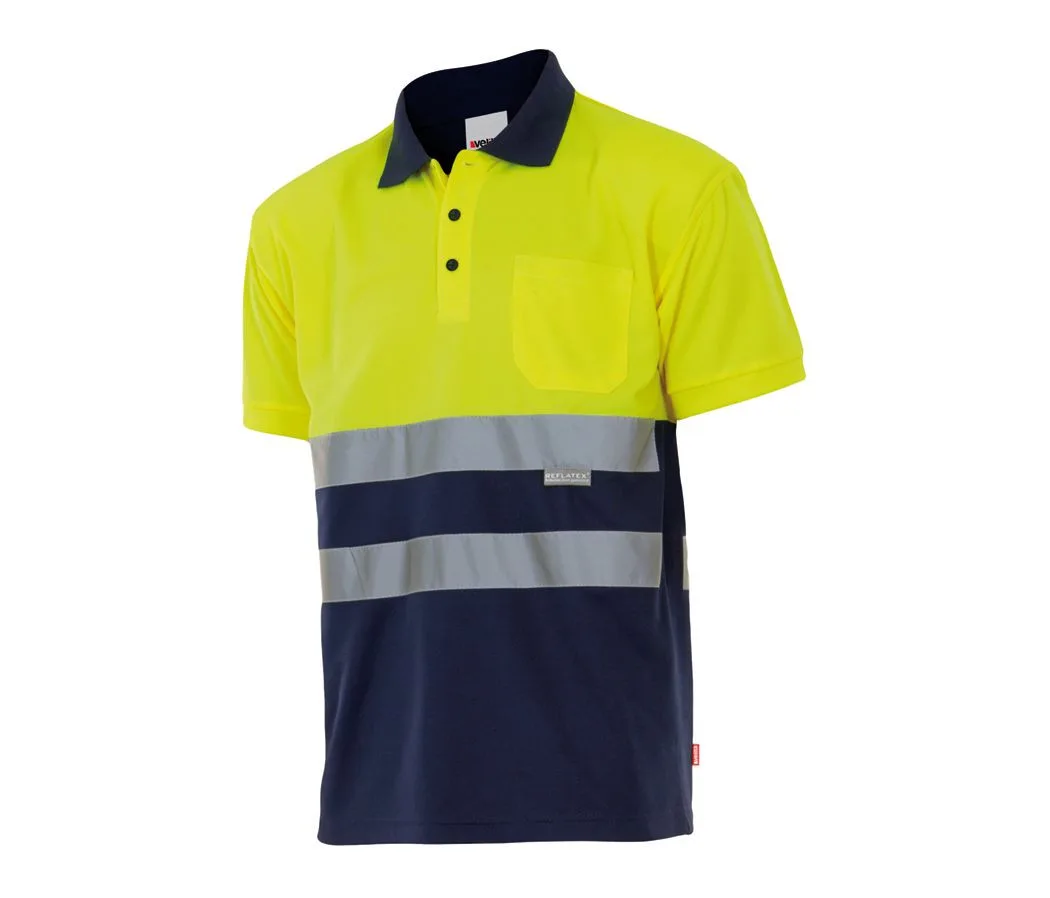 Polo bicolore manches courtes haute visibilité — Polos Velilla à personnaliser
