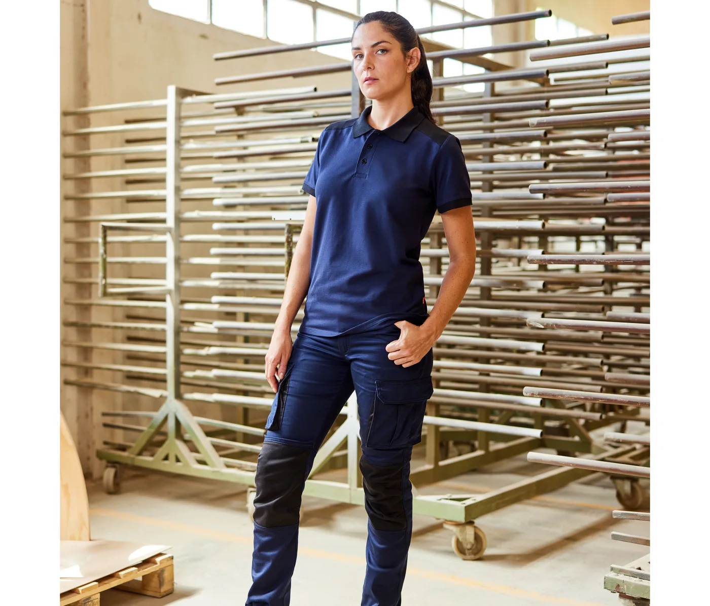 Polo stretch bicolore — Polos Velilla à personnaliser