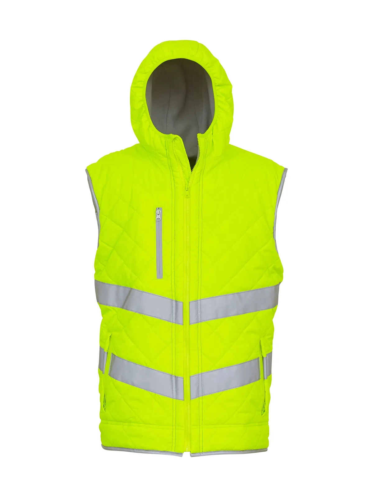 Hi-Vis Kensington Hooded Gilet — HI VIS YELLOW