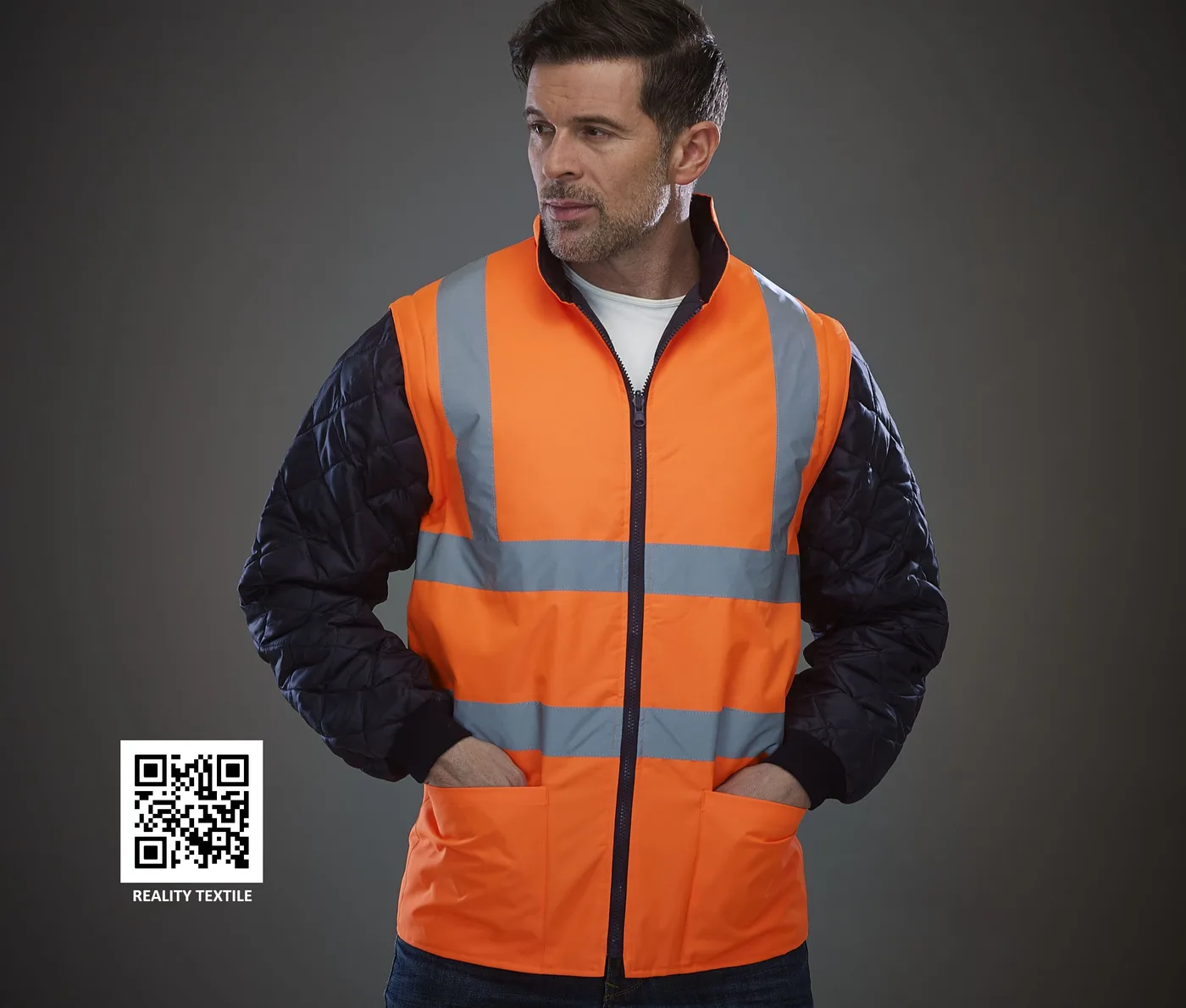 Hi-Vis Quilted Jacket With Detachable Sleeves — Giacche & outerwear Yoko personalizzabile