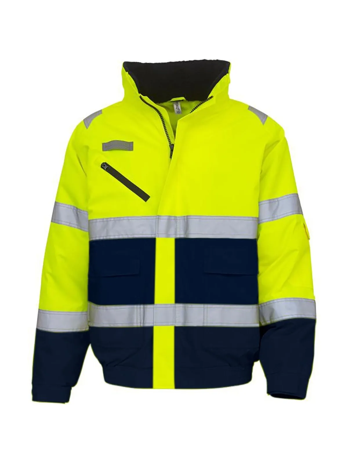 Hi-Vis Fontaine Flight Jacket — HI VIS YELOW / NAVY
