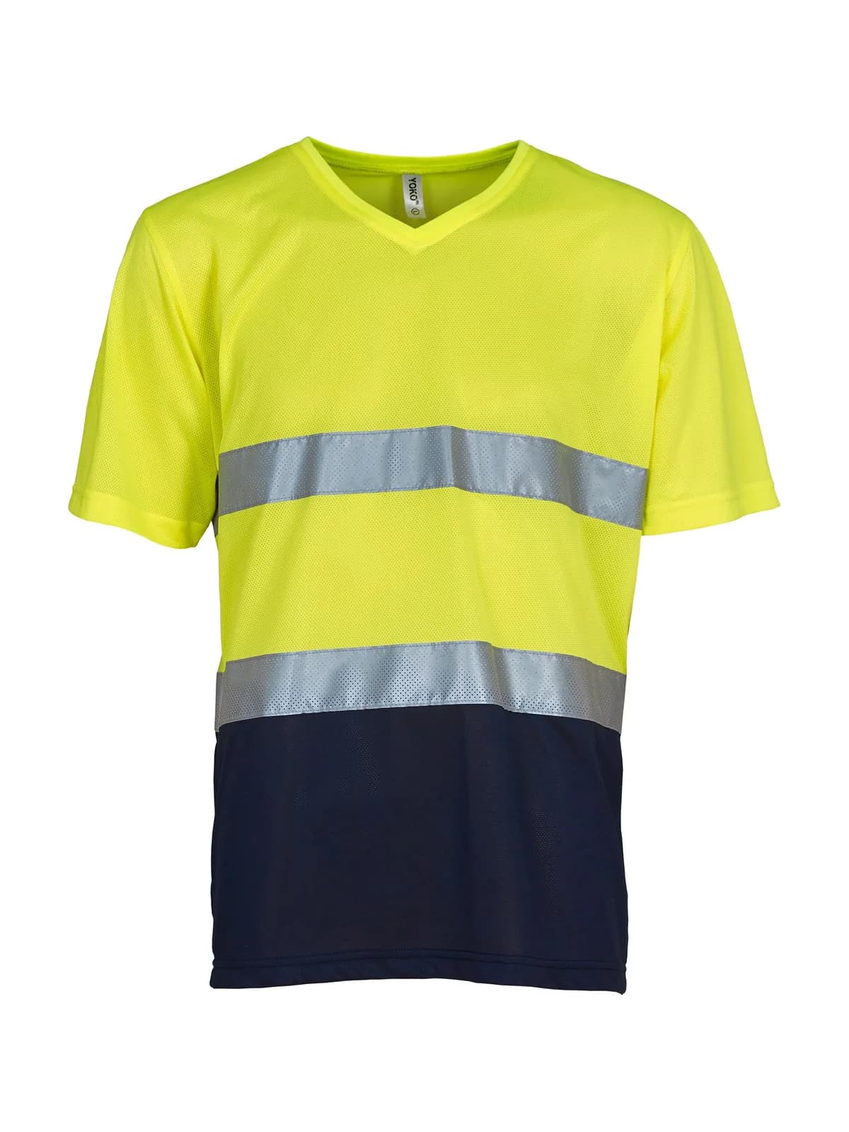 Hi-Vis Top Cool V-Neck T-Shirt — HI VIS YELLOW/NAVY