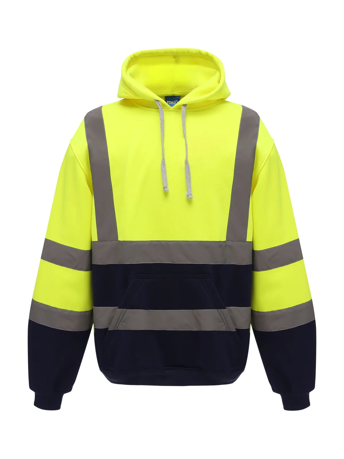 Hi-Vis Pull-Over Hoodie — HI VIS YELLOW/NAVY