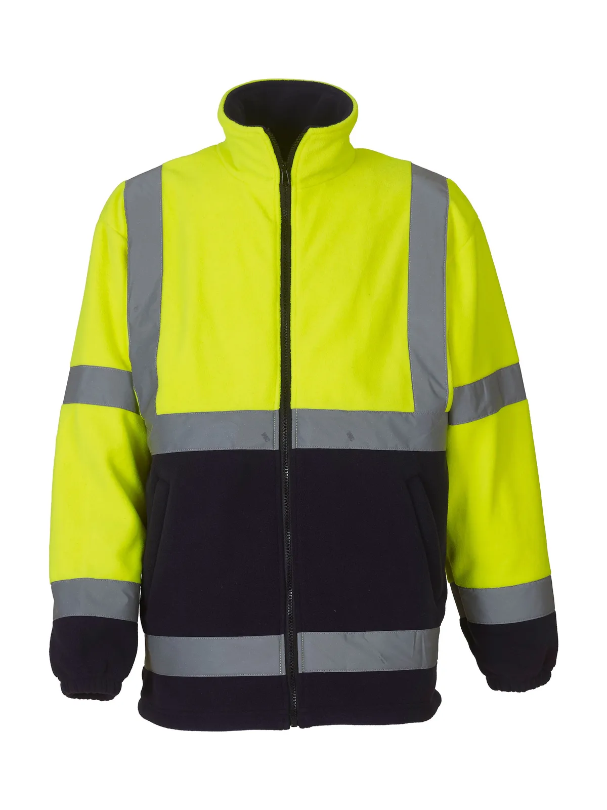 Hi-Vis Heavyweight Fleece Jacket — HI VIS YELLOW/NAVY