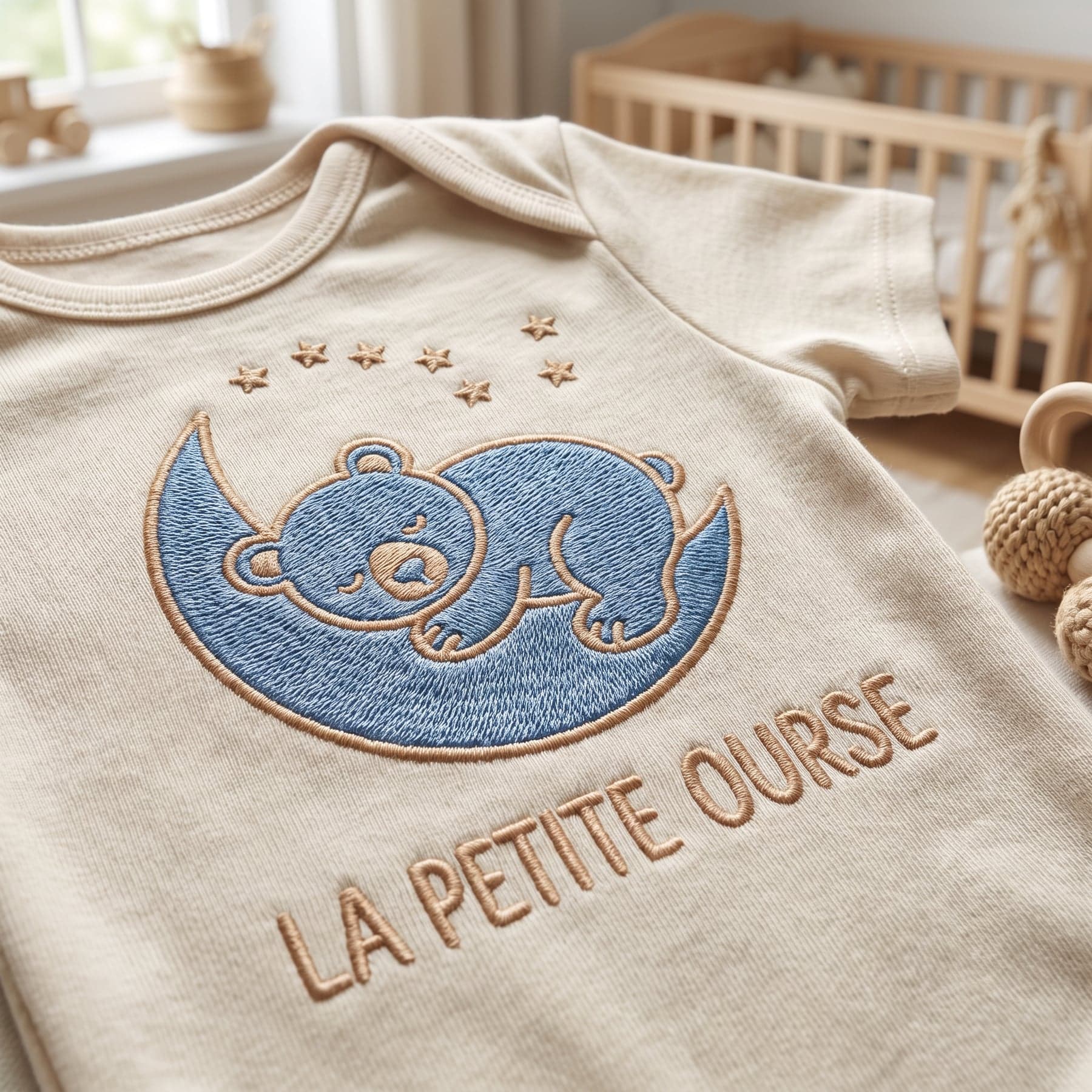 Le marquage — BabyBugz Baby Bodysuit Organic Natural, broderie au cœur, devant