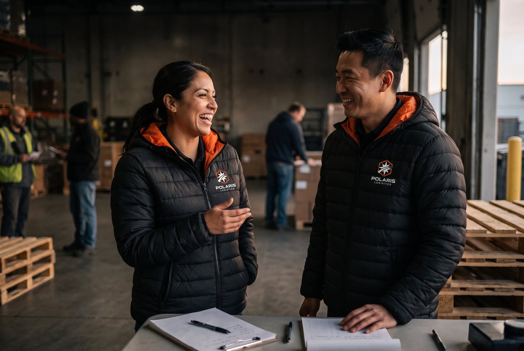 En situation — Result Soft Padded Jacket Black/Orange, broderie au cœur, devant