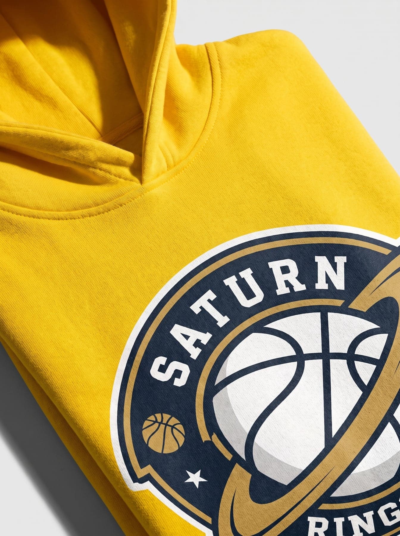 Le marquage — Just Hoods College Hoodie Sun Yellow, sérigraphie en grand format, devant