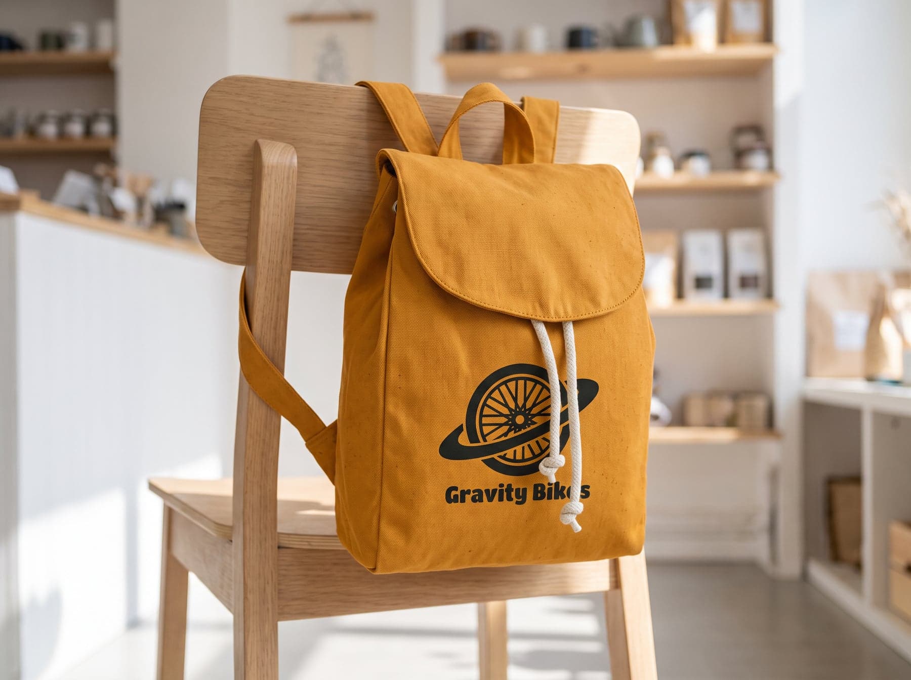 Individueller Rucksack für eine Fahrradwerkstatt: einfarbiges Siebdrucklogo