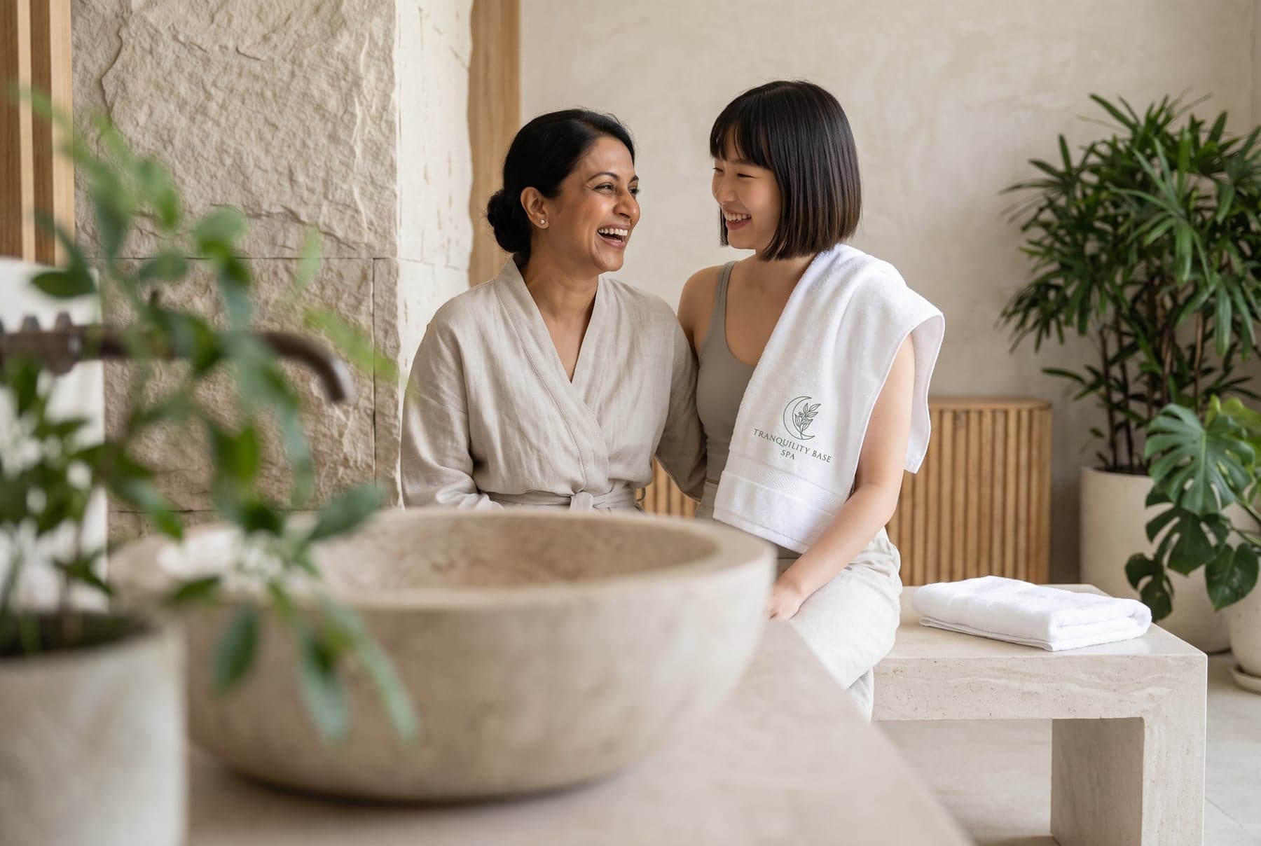 En situation — Towel City Luxury Hand Towel White, broderie au cœur, devant