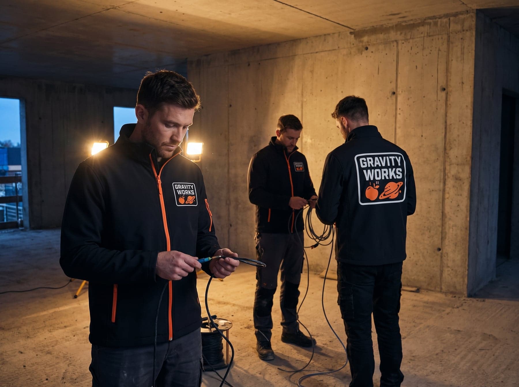 En situation — Pen Duick Atlantic Men Black/Orange, impression softshell au cœur, devant