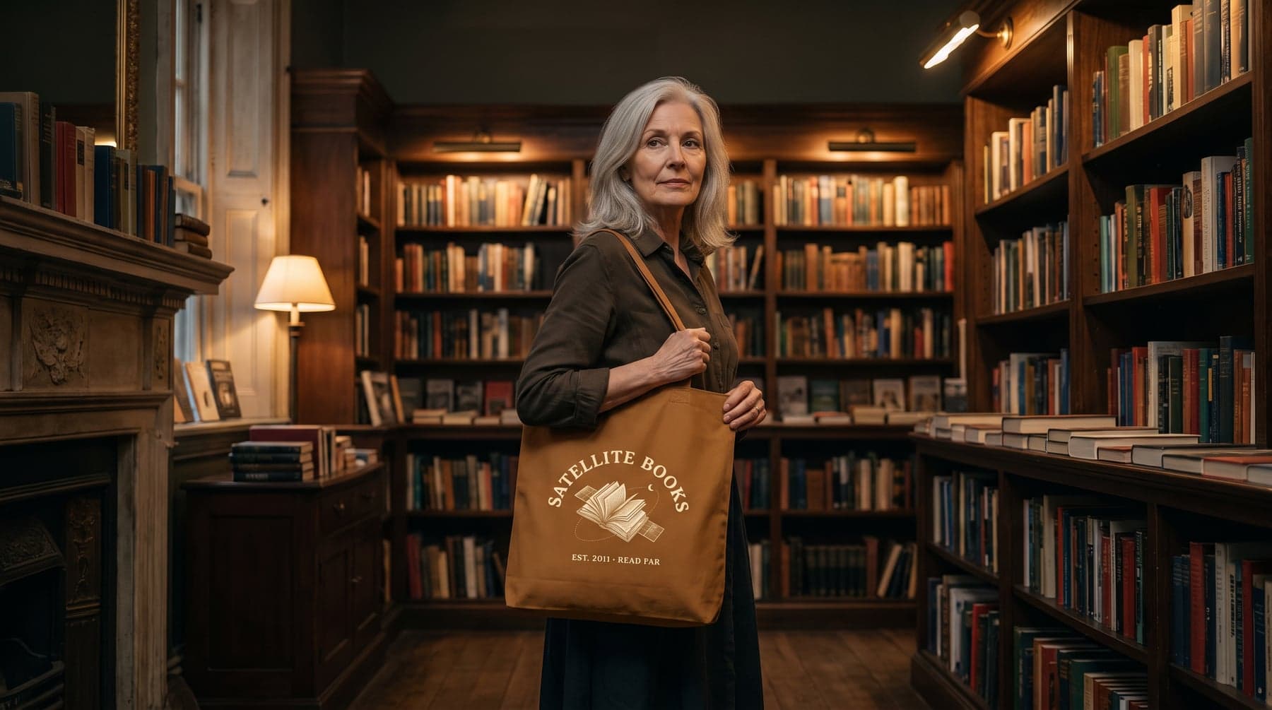 En situation — Westford Mill Bag For Life - Long Handles Caramel, sérigraphie en grand format, devant